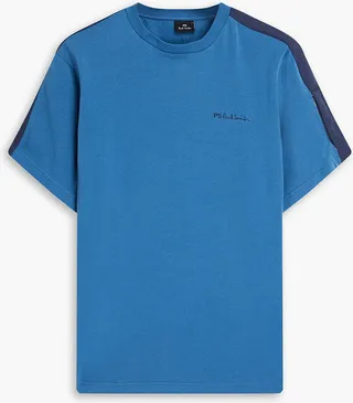 Shell-paneled cotton-jersey T-shirt