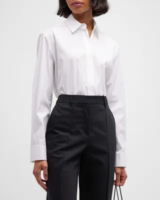 Classic Button-Front Boyfriend Shirt
