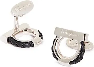 Salvatore Ferragamo Gancini Leather Rope Cufflinks