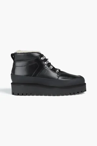 Leather platform ankle boots
