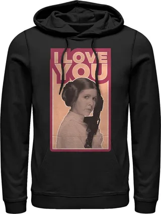 Men's Star Wars Princess Leia Quote I Love You Pull Over Hoodie - Black - 2X Large