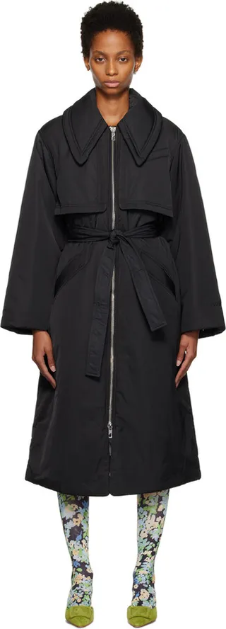 GANNI Black Shiny Puff Insulated Coat