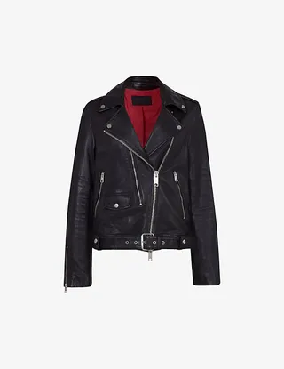 ens Black Dren Leather Biker Jacket