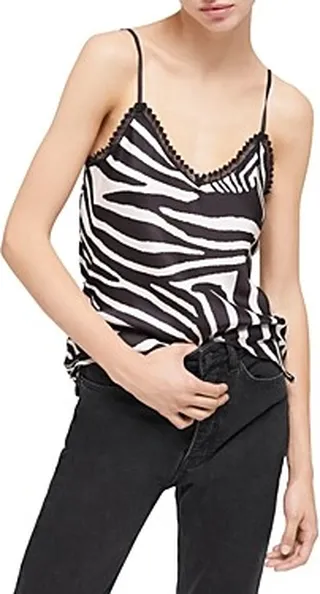 The Kooples Lace Trim Zebra Print Camisole