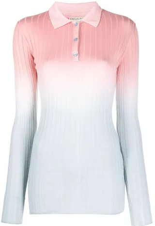 Ombre Ribbed Polo Shirt