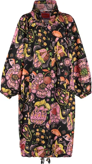 Hooded Techno Fabric Raincoat