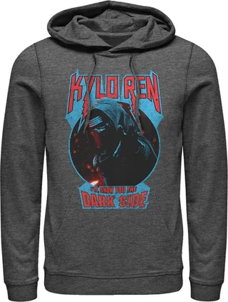 Men's Star Wars The Force Awakens Kylo Ren Show Dark Side Pull Over Hoodie - Charcoal Heather - Large