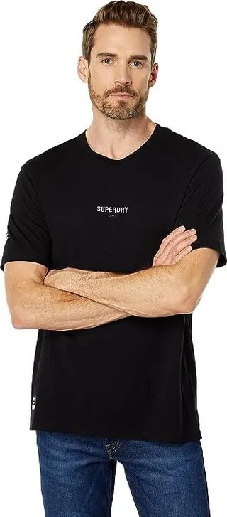 Superdry Code Micro Logo Tee (Black) Men's Clothing