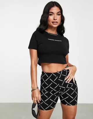 ASOS Weekend Collective shrunken t-shirt in black