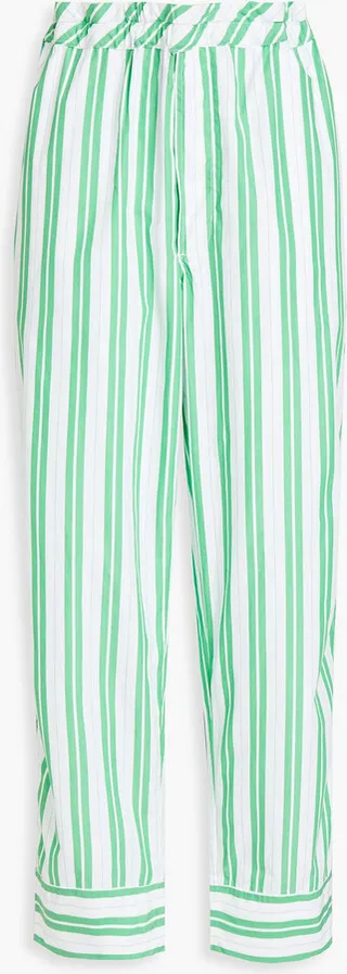 Striped cotton-poplin wide-leg pants