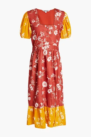 Cara floral-print crepe de chine midi dress