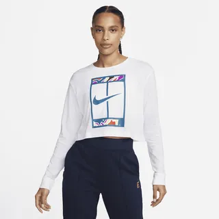 Nike Women's Court Dri-FIT Slam Long-Sleeve Cropped Tennis Tee in White