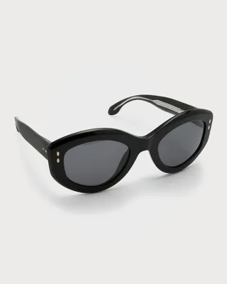 Logo Oval Acetate Sunglasses