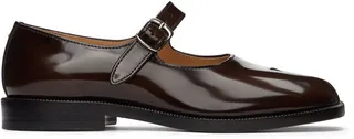 Maison Margiela Brown Patent Tabi Mary Jane Oxfords