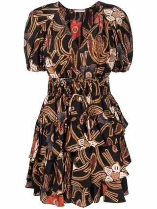 Farah ruffled silk minidress