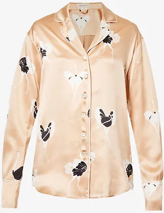 Womens Caprica Alba Bird-print ilk Pyjamas