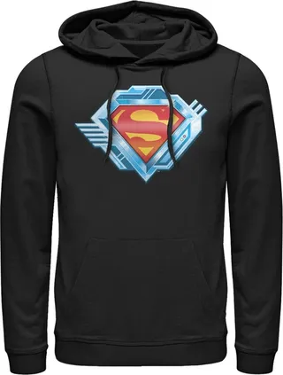 Men's Superman Logo Chrome Machine Pull Over Hoodie - Black - 3X Large