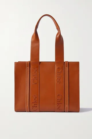 Chloé - Woody Medium Embroidered Leather Tote - Brown