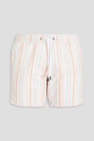 Mid-length striped swim shorts