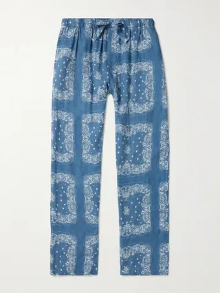 Tapered Printed Linen Pyjama Trousers