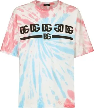 Tie-dye cotton T-shirt with print