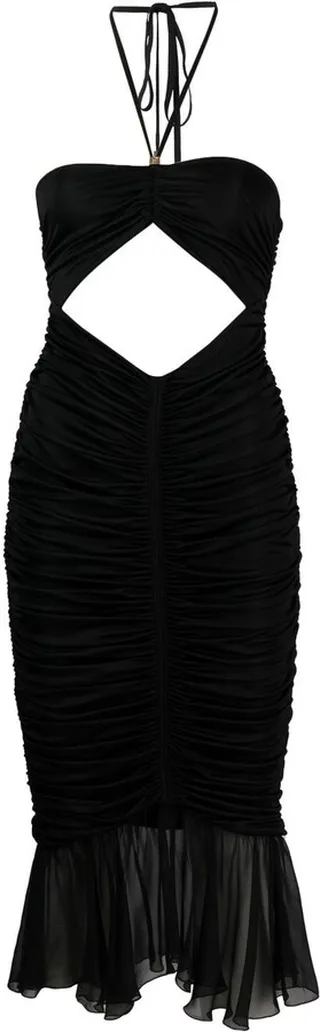 Cut-Out Pleated Midi Dress
