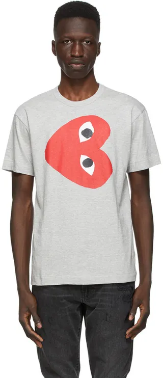 Comme des Garçons Play Grey Horizontal Heart T-Shirt