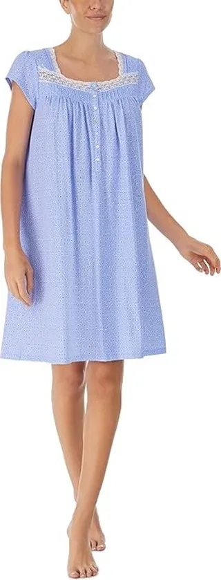 Eileen West Cap Sleeve Waltz Gown (Blue Ground Daisy) Women's Pajama