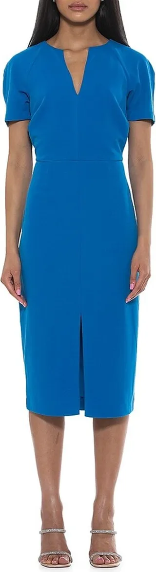 Jayana Raglan Sleeve Midi Sheath Dress