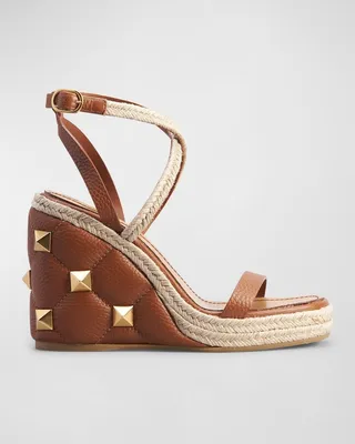Roman Stud Quilted Wedge Espadrilles