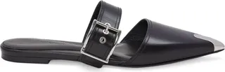 Alexander Mcqueen Leather Metal-Cap Mules
