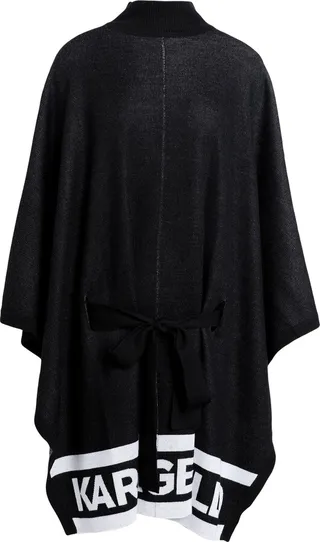 Logo Knit Poncho Capes & Ponchos Black