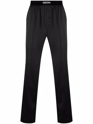 Logo-Waistband Silk Pajama Trousers