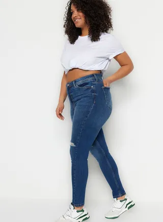 High Waist Distressed Skinny Jeans