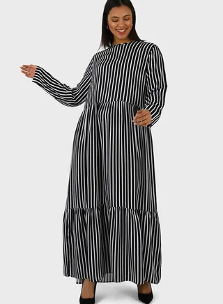 Striped Ruffled Dress