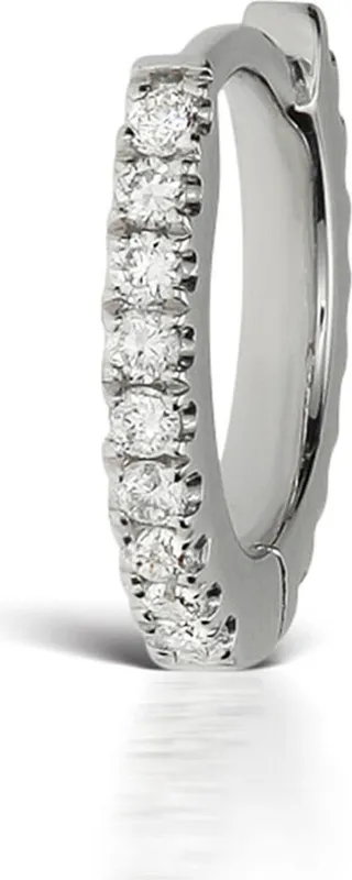 6.5mm Diamond Single Row Eternity White Gold Single Hoop Earring