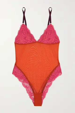 Dora Larsen - + Net Sustain Alba Recycled Lace And Tulle Bodysuit - Pink