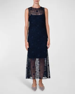 Metallic Dot Embroidered Midi Dress