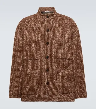 Herringbone wool-blend blouson jacket