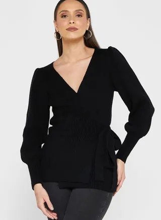 Solid Crossed Over Sweater