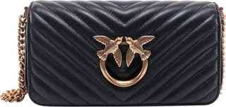 Matelassé leather shoulder bag with Love Birds detail