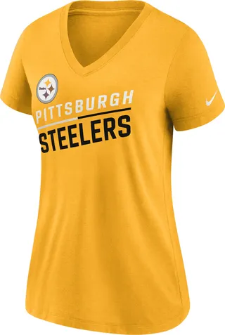 Nike Women's Slant Team (NFL Pittsburgh Steelers) Mid V-Neck T-Shirt in Yellow