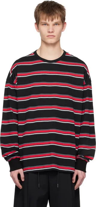 Juun.J Black Striped Long Sleeve T-Shirt