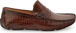 Croc Embossed Leather Penny Loafers