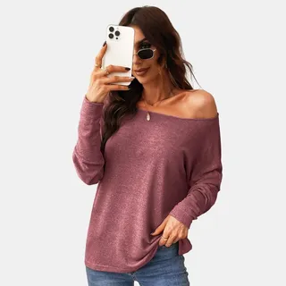 Women's Off The Shoulder Long Sleeve Top - Cupshe-L-Red