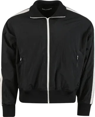 Curved Logo Nylon Blend Track Jacket Black