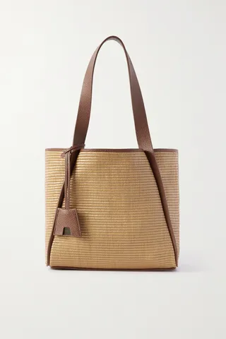 Akris - Alex Small Leather-trimmed Raffia Tote - Brown