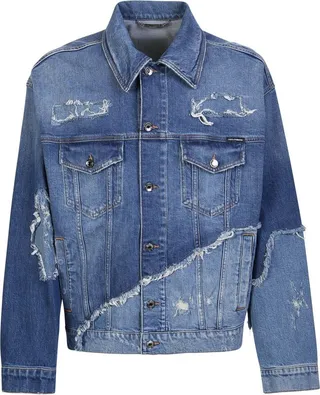 Dolce & Gabbana Two-Tone Distressed Denim Jacket