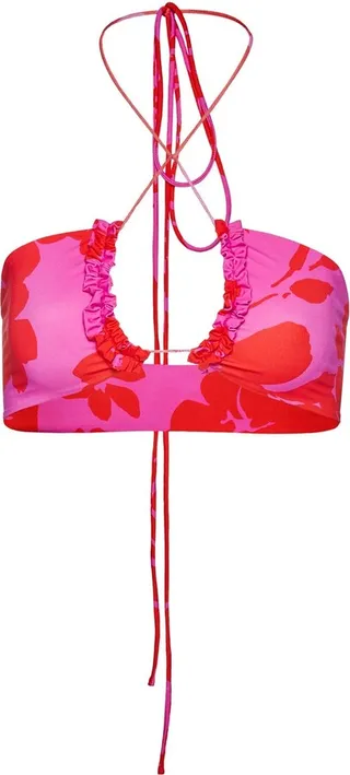 Keyhole halter stretch tech bikini top