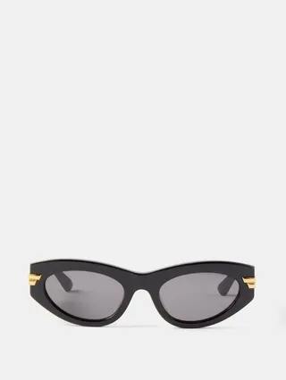 Ribbon-logo Cat-eye Acetate Sunglasses